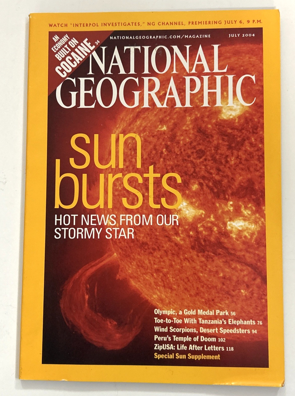July 2004 National Geographic Magazine Sun Bursts Stormy Star Olympic Elephants